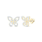 10K Yellow Gold Butterfly Diamond Earrings with 0.33Tw Round Diamonds - Miral Jewelry