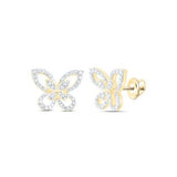 10K Yellow Gold Butterfly Diamond Earrings with 0.33Tw Round Diamonds - Miral Jewelry