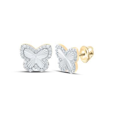 10K Yellow Gold Butterfly Diamond Earrings with 0.37Tw Round Diamonds - Miral Jewelry