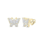 10K Yellow Gold Butterfly Diamond Earrings with 0.62Tw Round Diamonds - Miral Jewelry