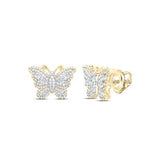 10K Yellow Gold Butterfly Diamond Earrings with 0.62Tw Round Diamonds - Miral Jewelry