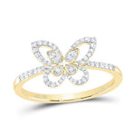 10K Yellow Gold Butterfly Diamond Fashion Ring with 0.20Tw Round Diamonds - Miral Jewelry
