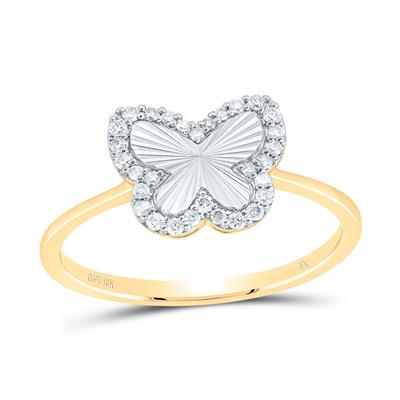 10K Yellow Gold Butterfly Diamond Fashion Ring with 0.20Tw Round Diamonds - Miral Jewelry