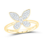10K Yellow Gold Butterfly Diamond Fashion Ring with 0.25Tw Round Diamonds - Miral Jewelry