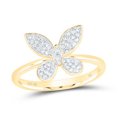 10K Yellow Gold Diamond Butterfly Ring 0.25 ct tw