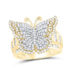 10K Yellow Gold Butterfly Diamond Fashion Ring with 1.25Tw Round Diamonds - Miral Jewelry