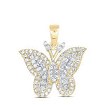 10k Yellow Gold Butterfly Diamond Women's Pendant with 0.50Tw Round Diamond - Miral Jewelry