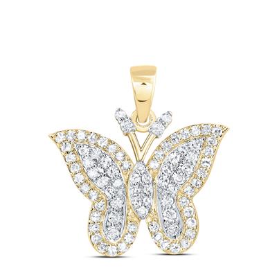 10k Yellow Gold Butterfly Diamond Women's Pendant with 0.50Tw Round Diamond - Miral Jewelry