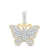 10k Yellow Gold Butterfly Women's Pendant with 0.37Tw Round Diamonds - Miral Jewelry