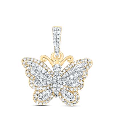 10k Yellow Gold Butterfly Women's Pendant with 0.37Tw Round Diamonds - Miral Jewelry