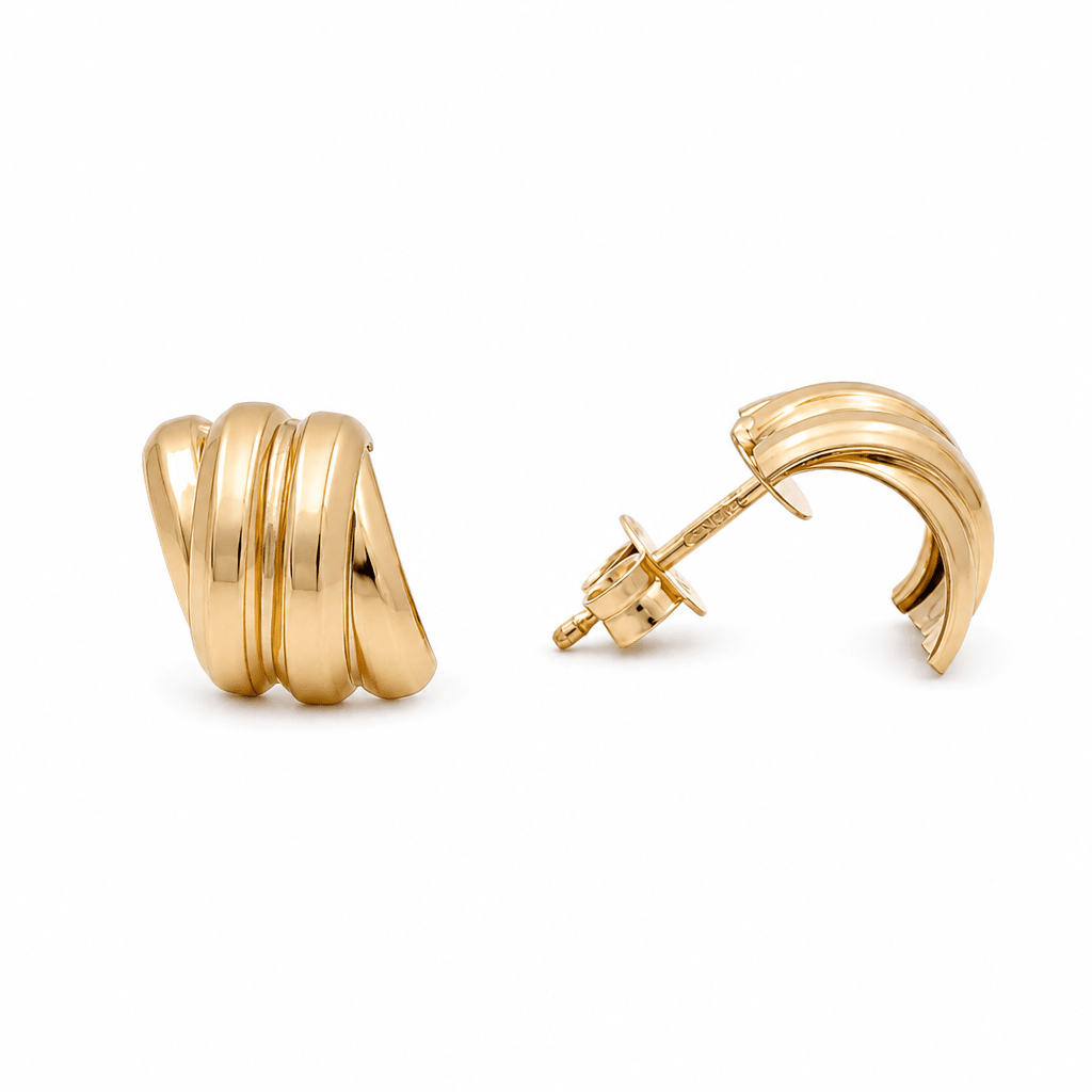 10K Yellow Gold Button Earrings - Miral Jewelry