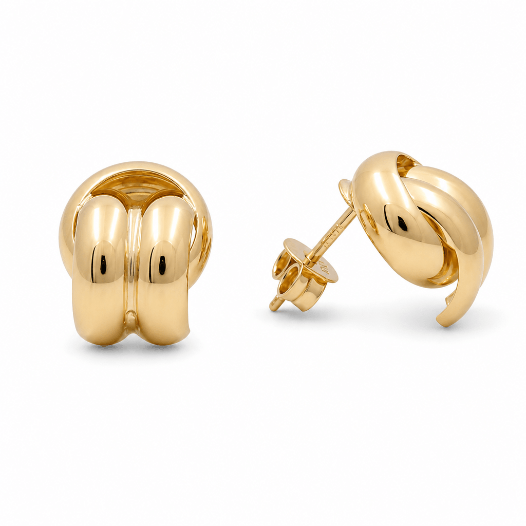 10K Yellow Gold Button Earrings - Miral Jewelry