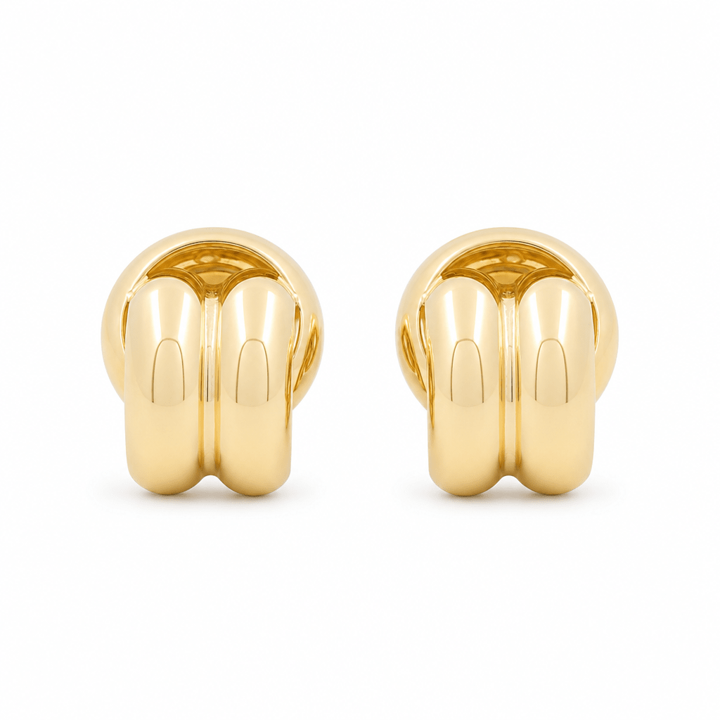 10K Yellow Gold Button Earrings - Miral Jewelry
