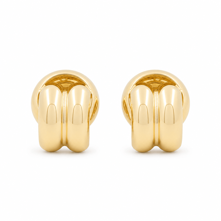 10K Yellow Gold Button Earrings - Miral Jewelry