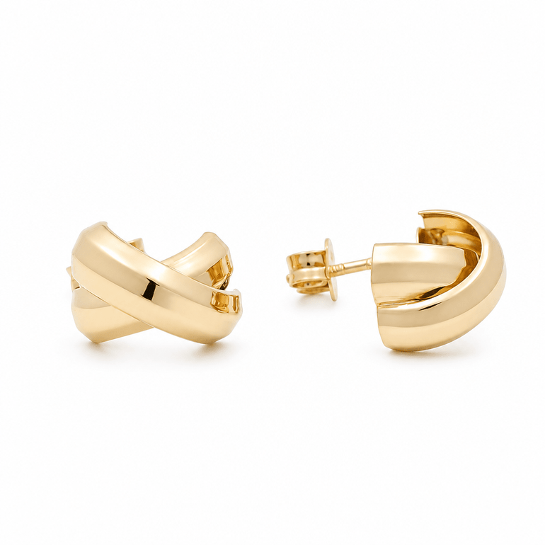 10K Yellow Gold Button Earrings - Miral Jewelry