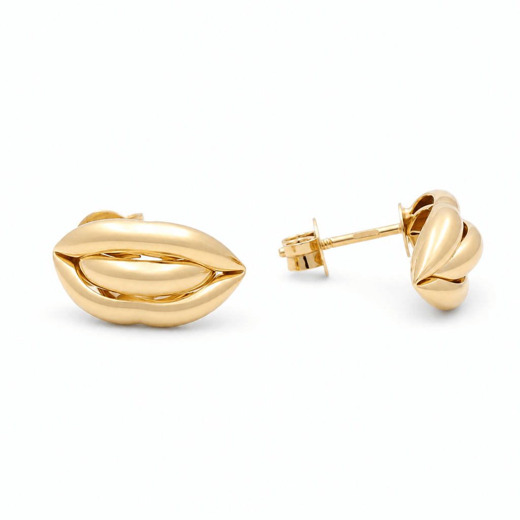 10K Yellow Gold Button Earrings - Miral Jewelry