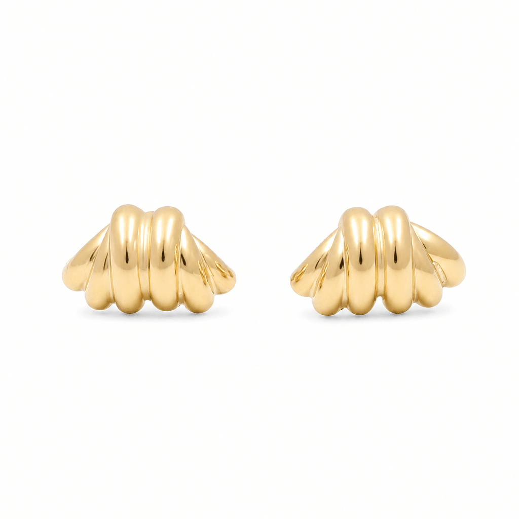 10K Yellow Gold Button Earrings - Miral Jewelry
