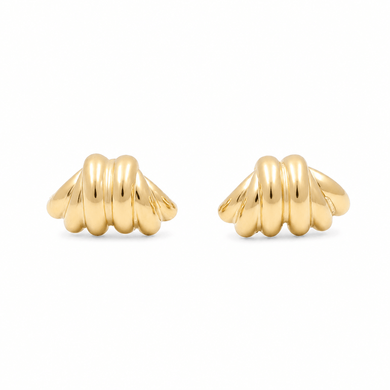 10K Yellow Gold Button Earrings - Miral Jewelry