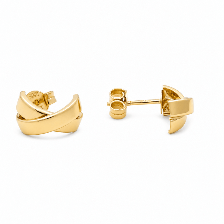 10K Yellow Gold Button Earrings - Miral Jewelry