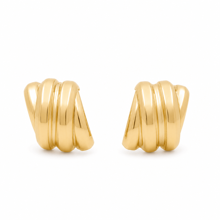 10K Yellow Gold Button Earrings - Miral Jewelry
