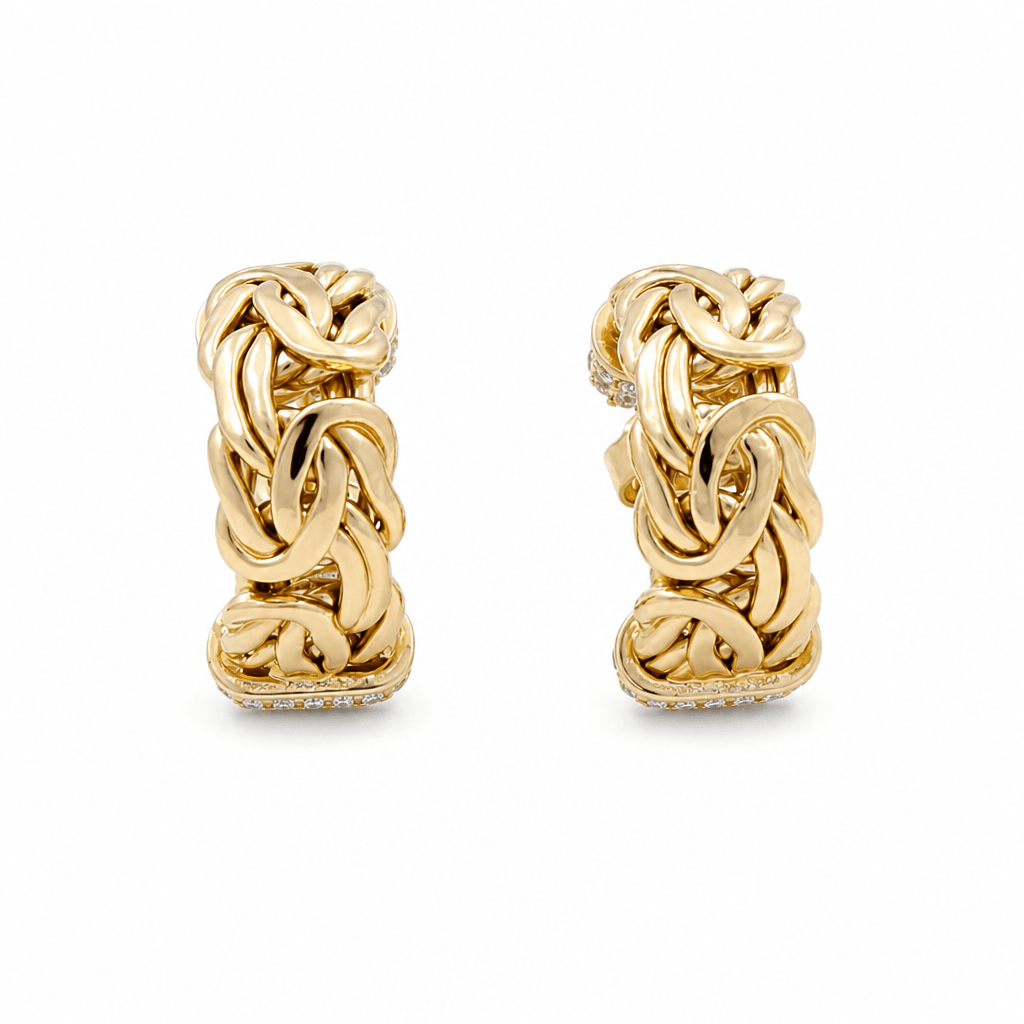 10K Yellow Gold Byzantine Earrings - Miral Jewelry