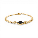 10K Yellow Gold Byzantine with Flower Bracelet Women's - Miral Jewelry