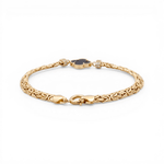 10K Yellow Gold Byzantine with Flower Bracelet Women's - Miral Jewelry