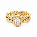 10K Yellow Gold Byzantine with Oval White Fashion Women's Ring - Miral Jewelry