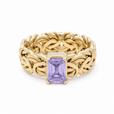 10K Yellow Gold Byzantine with square Purple Fashion Women's Ring - Miral Jewelry