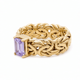 10K Yellow Gold Byzantine with square Purple Fashion Women's Ring - Miral Jewelry