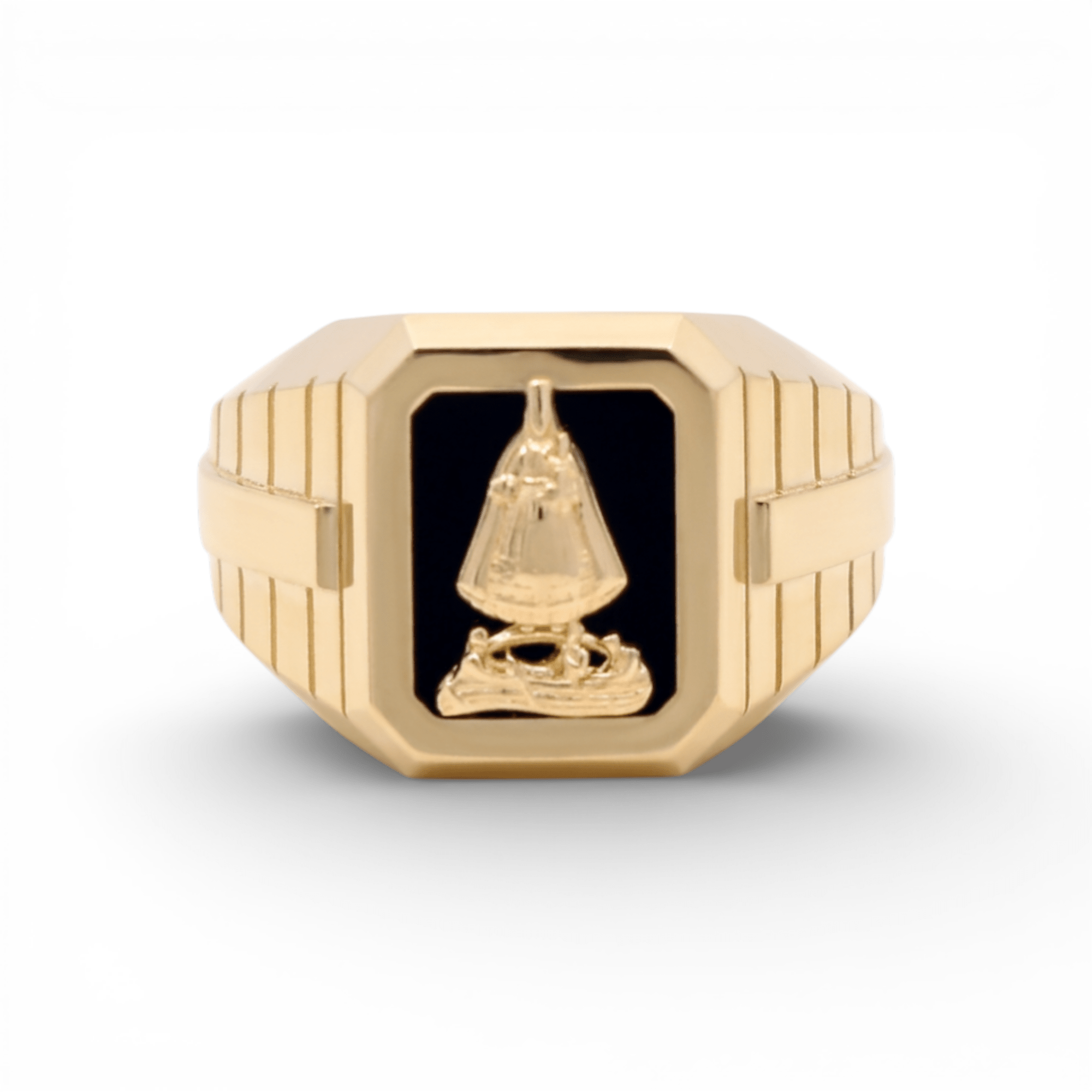 10k Yellow Gold Caridad del Cobre Fashion Men's Ring - Miral Jewelry
