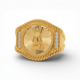 10k Yellow Gold Caridad del Cobre Fashion Men's Ring - Miral Jewelry