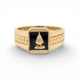 10k Yellow Gold Caridad del Cobre Fashion Men's Ring - Miral Jewelry