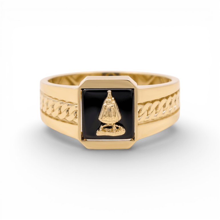 10k Yellow Gold Caridad del Cobre Fashion Men's Ring - Miral Jewelry
