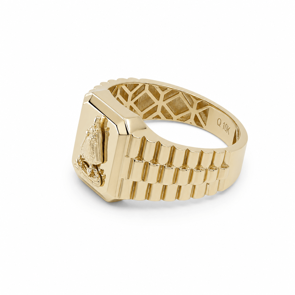 10k Yellow Gold Caridad Del Cobre Fashion Ring Men's - Miral Jewelry