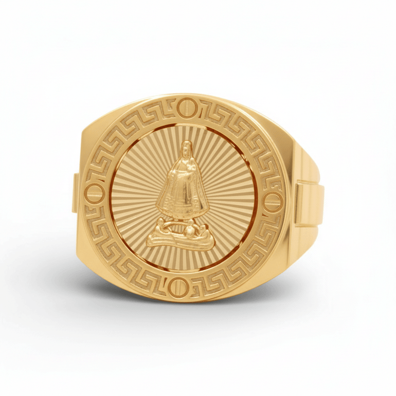 10K Yellow Gold Caridad del Cobre Fashion Ring Men's - Miral Jewelry