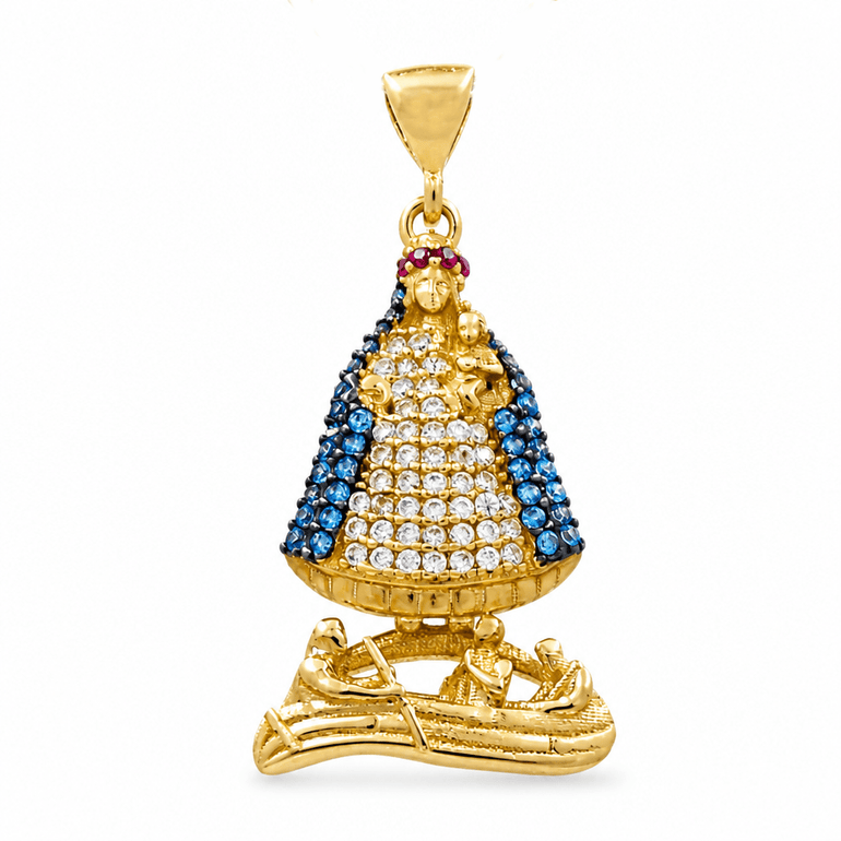10K Yellow Gold Caridad del Cobre Pendant - Miral Jewelry