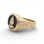 10k Yellow Gold Caridad del Cobre with Onyx Fashion Men's Ring - Miral Jewelry