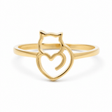 10K Yellow Gold Cat Fashion Women's Ring - Miral Jewelry