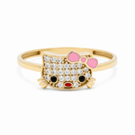 10K Yellow Gold Cat Fashion Women's Ring - Miral Jewelry
