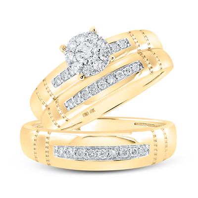 10k Yellow Gold Classic 3 Pieces Set with 0.50Tw Round Diamonds - Miral Jewelry