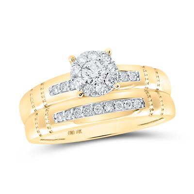 10k Yellow Gold Classic 3 Pieces Set with 0.50Tw Round Diamonds - Miral Jewelry