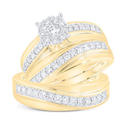 10k Yellow Gold Classic 3 Pieces Set with 1.00Tw Round Diamonds - Miral Jewelry