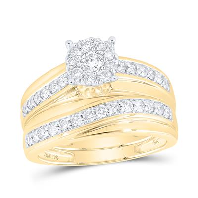 10k Yellow Gold Classic 3 Pieces Set with 1.00Tw Round Diamonds - Miral Jewelry