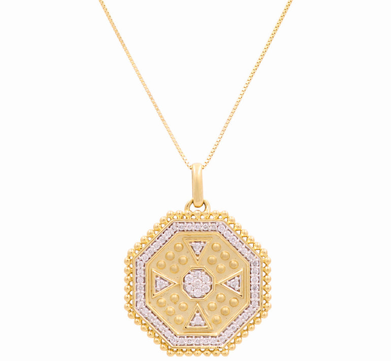 10K Yellow Gold Classic Necklaces with 0.25Tw Round Diamonds - Miral Jewelry