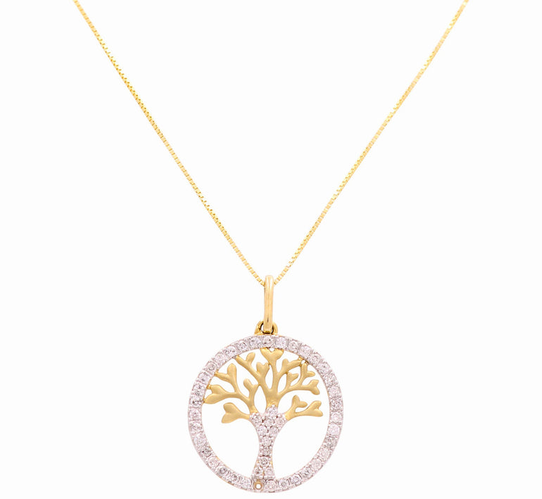 10K Yellow Gold Classic Necklaces with 0.33Tw Round Diamonds - Miral Jewelry