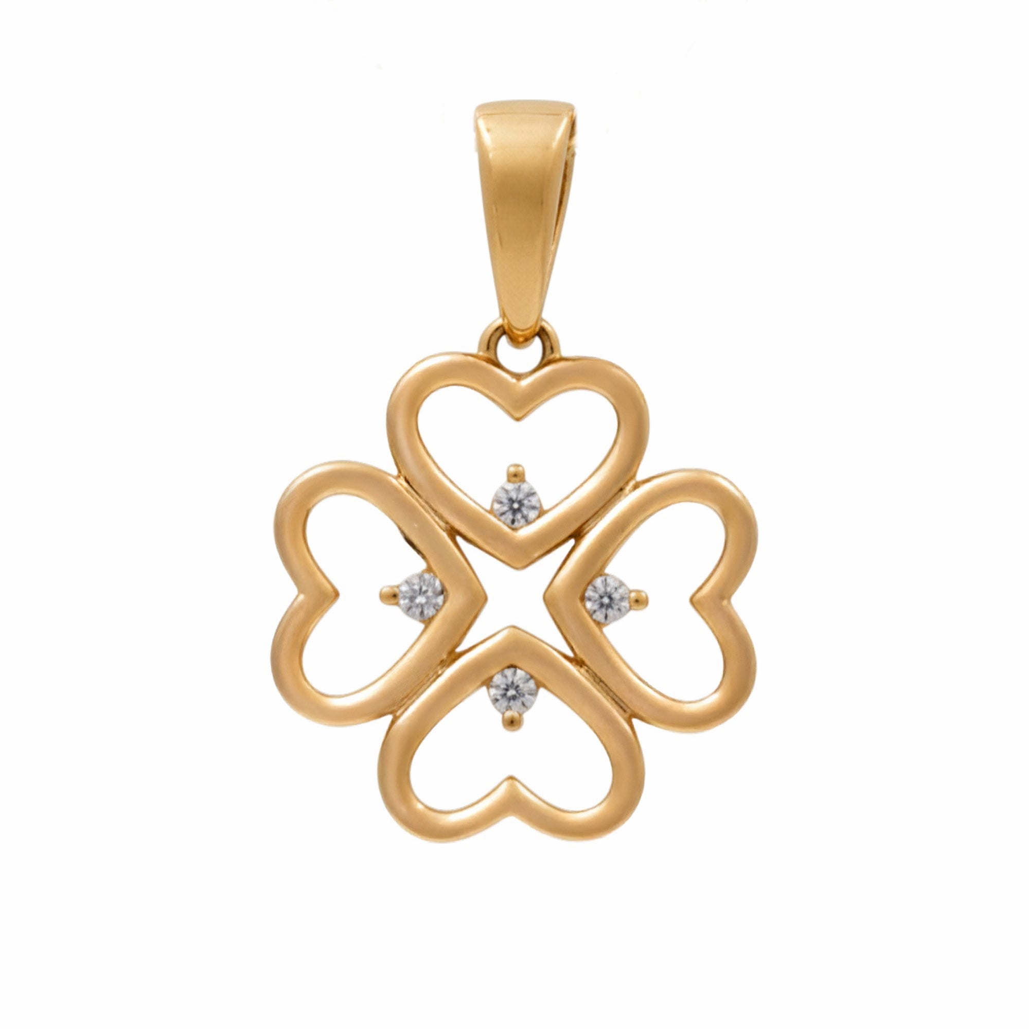 10K Yellow Gold Clover Pendant - Miral Jewelry