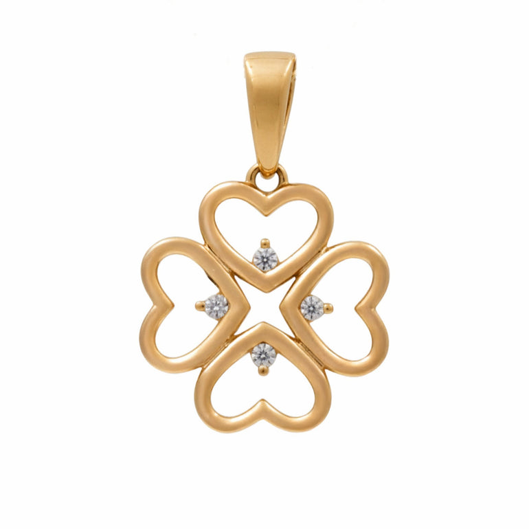 10K Yellow Gold Clover Pendant - Miral Jewelry