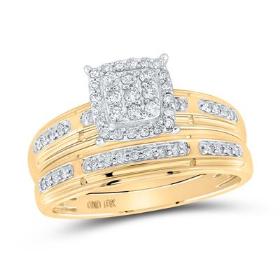 10k Yellow Gold Contemporary 3 Pieces Diamond with 0.40Tw Round Diamonds - Miral Jewelry