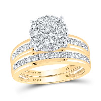 10k Yellow Gold Contemporary 3 Pieces Set with 1.50Tw Round Diamonds - Miral Jewelry